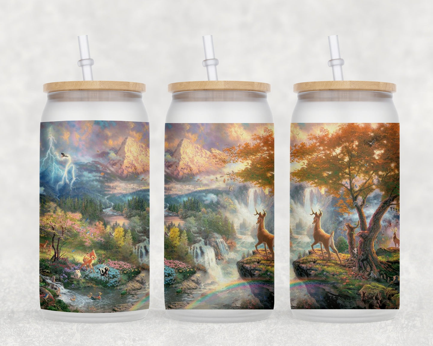 Bambi 16 Oz Glass Can Coffee Mug