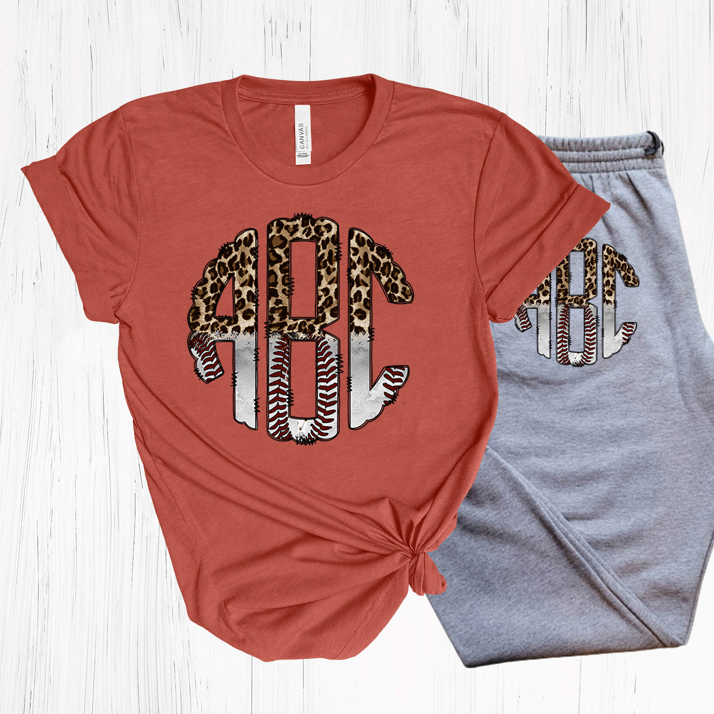 Baseball Leopard Monogram Graphic Tee Graphic Tee