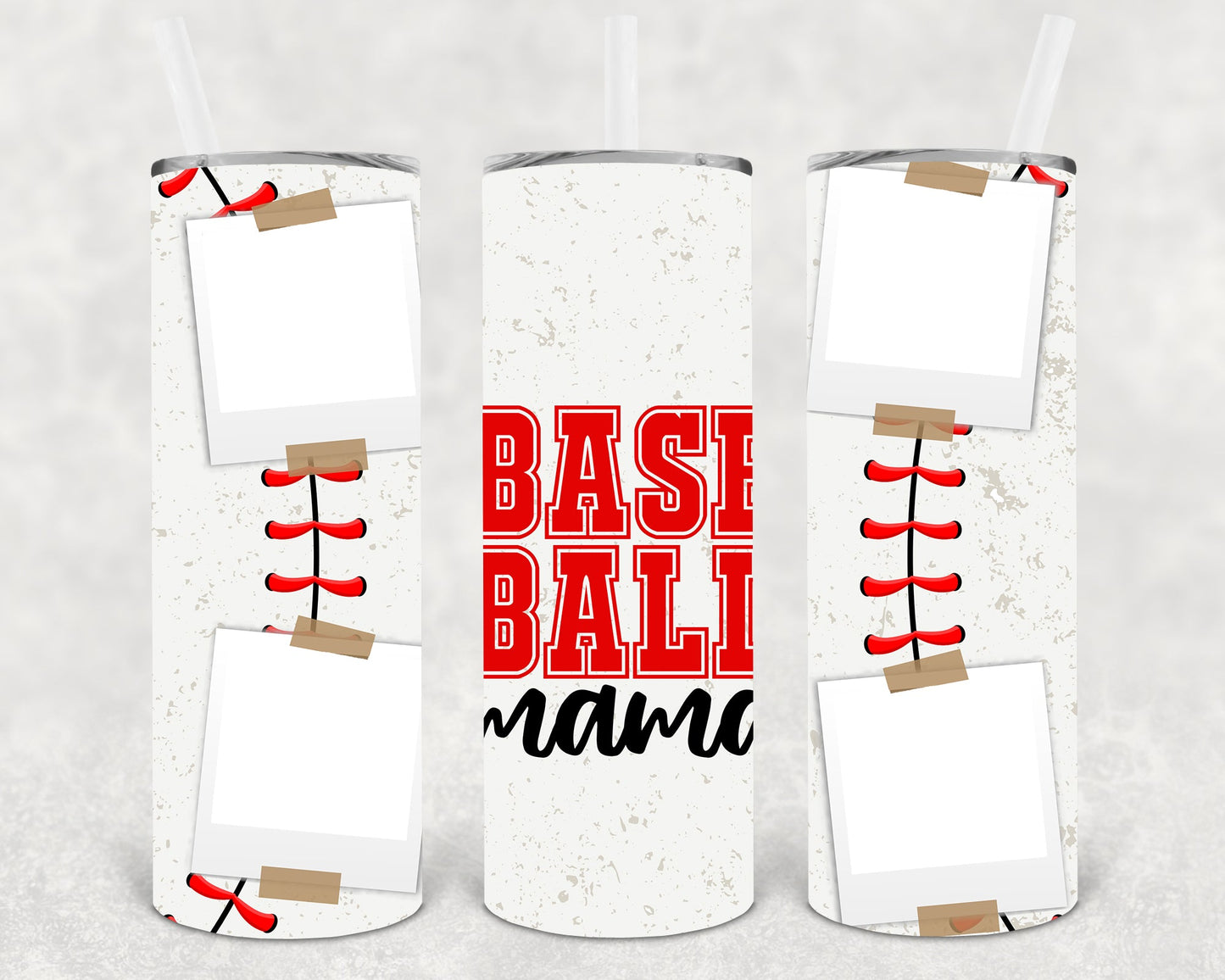 Baseball Mama Photo Frame 20 Oz Skinny Tumbler