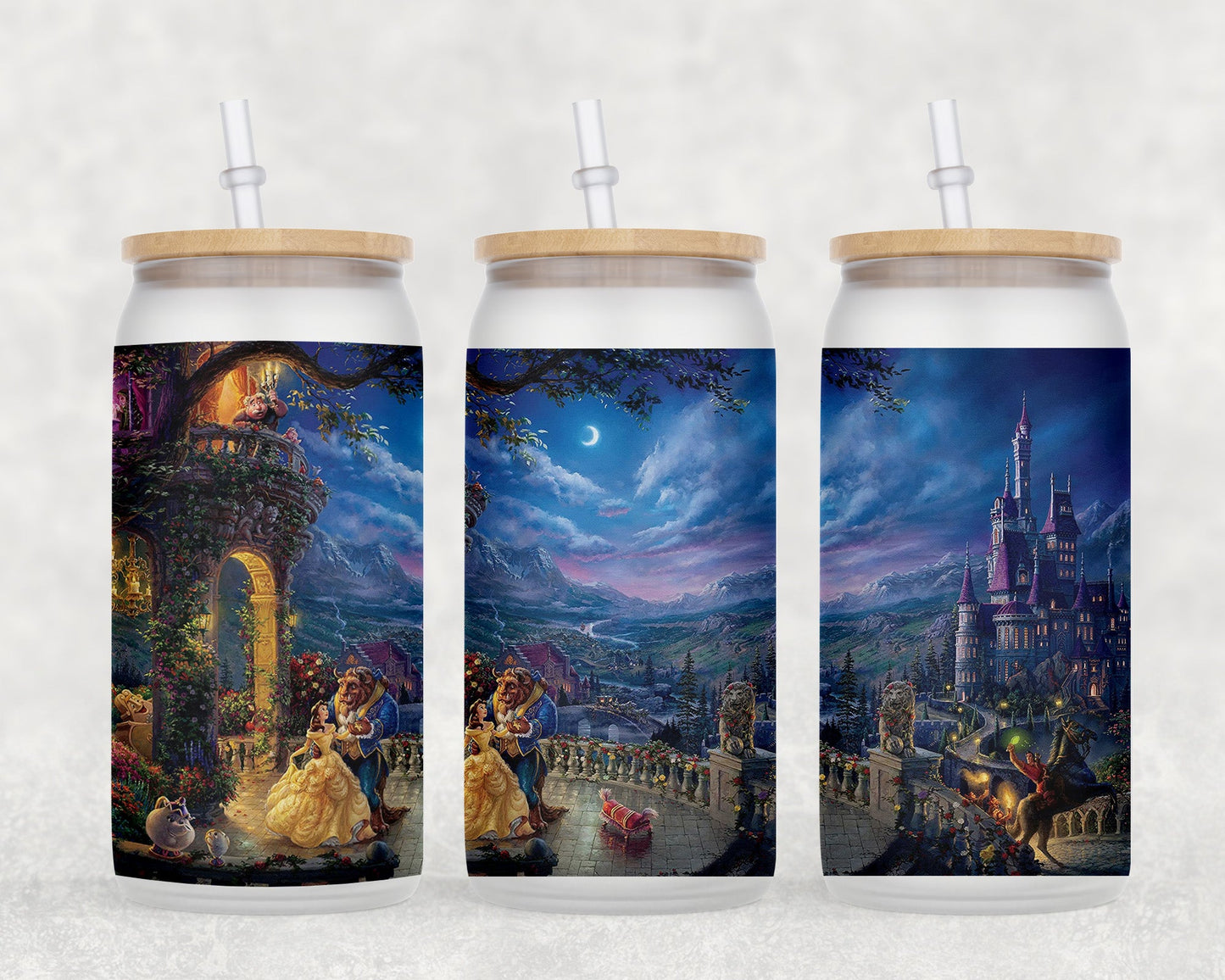 Beauty And The Beast 16 Oz Glass Can Coffee Mug