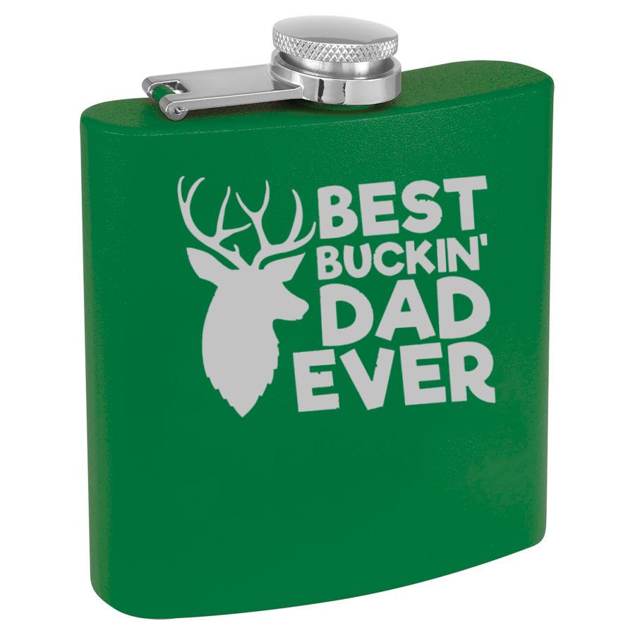 Best Buckin Dad Ever 6 Oz Engraved Flask Polar Camel