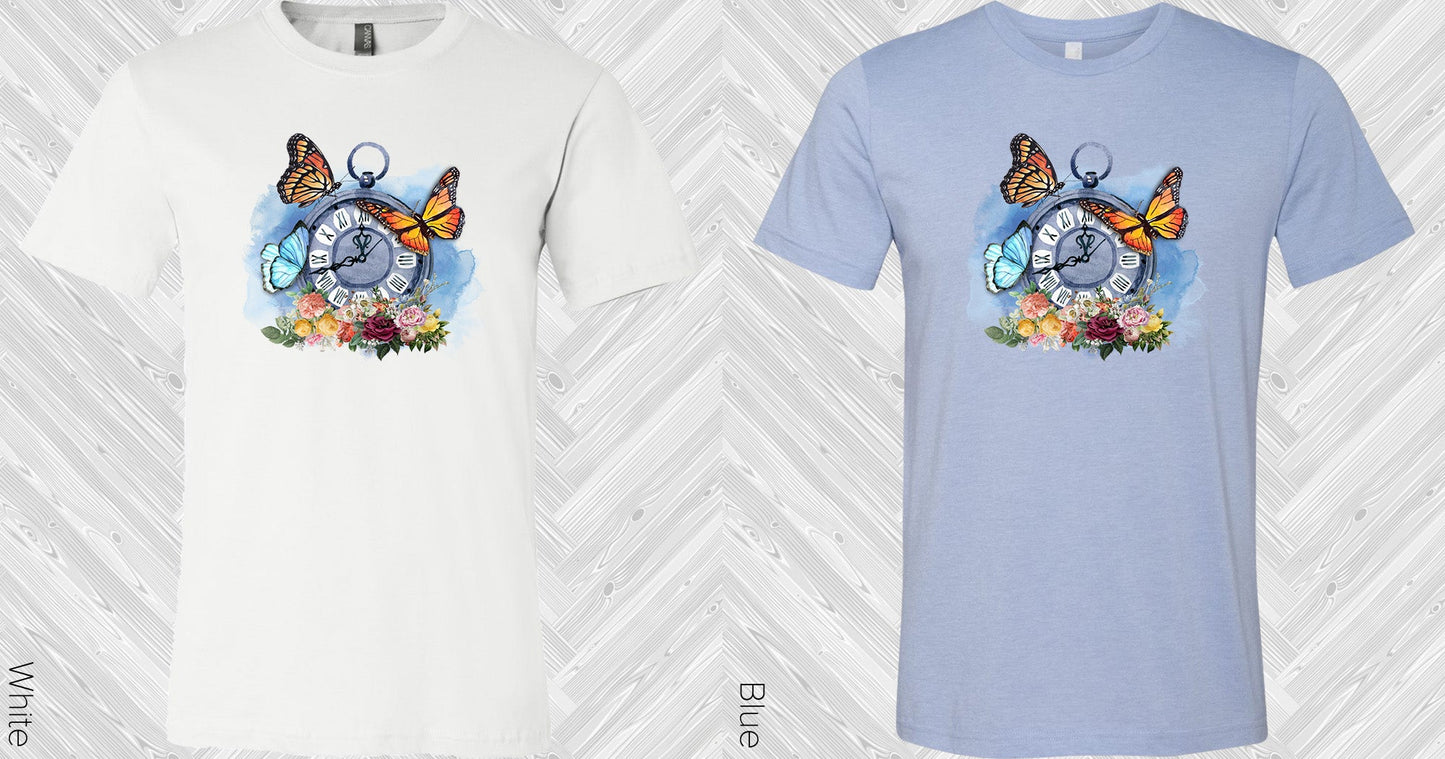 Butterfly With Clock Graphic Tee Graphic Tee