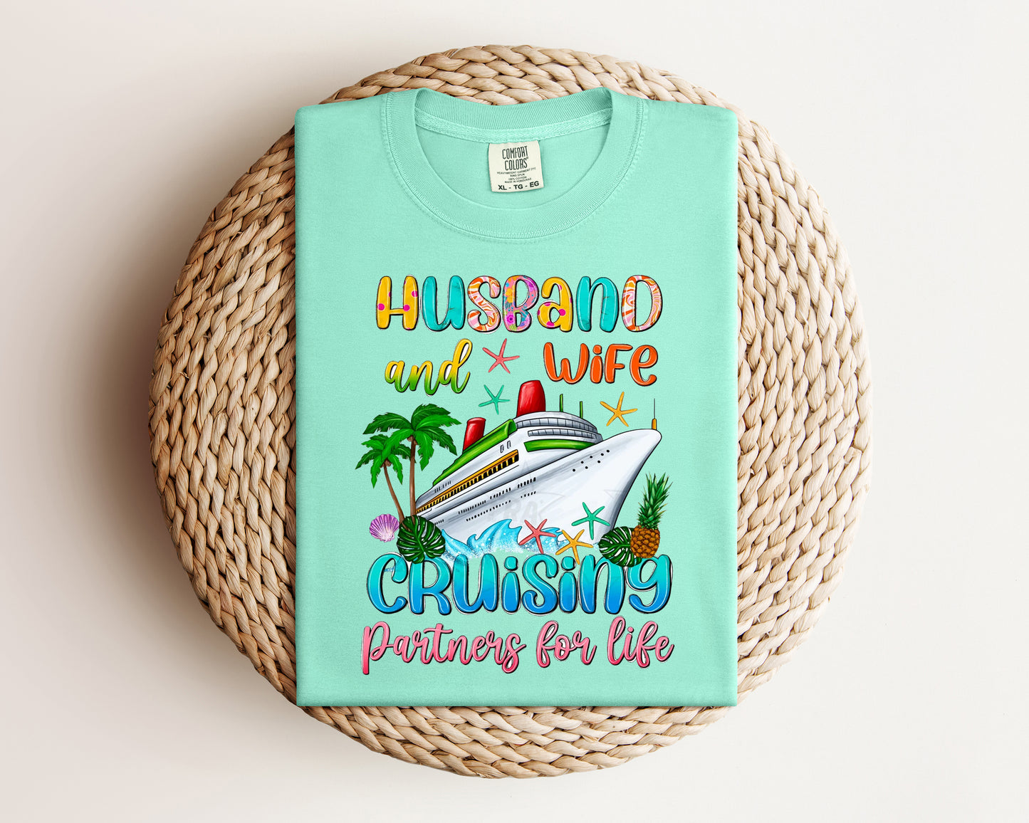 Husband and Wife Cruising Partners for Life Graphic Tee