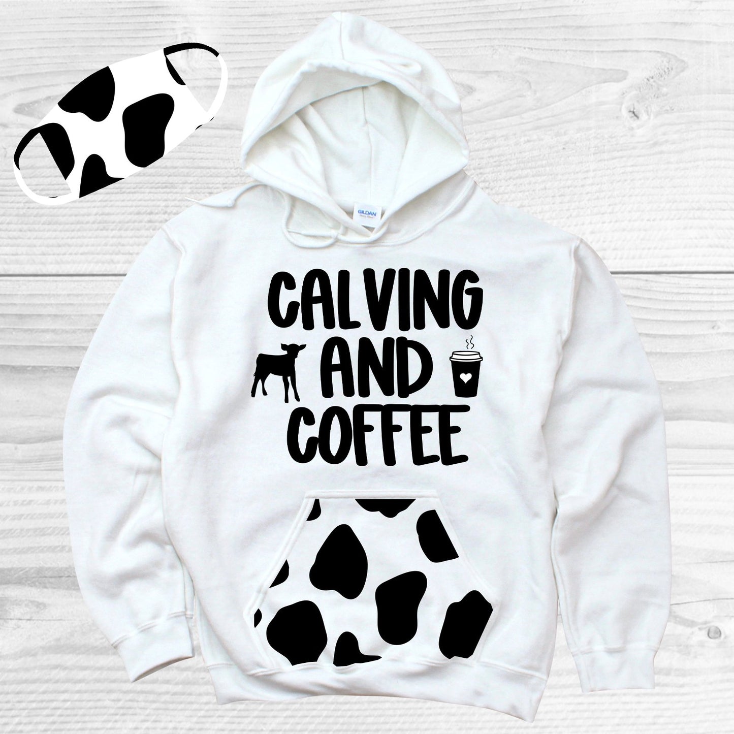 Calving And Coffee Pattern Pocket Hoodie Graphic Tee