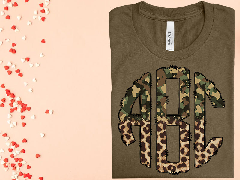Camo Leopard Monogram Graphic Tee Graphic Tee