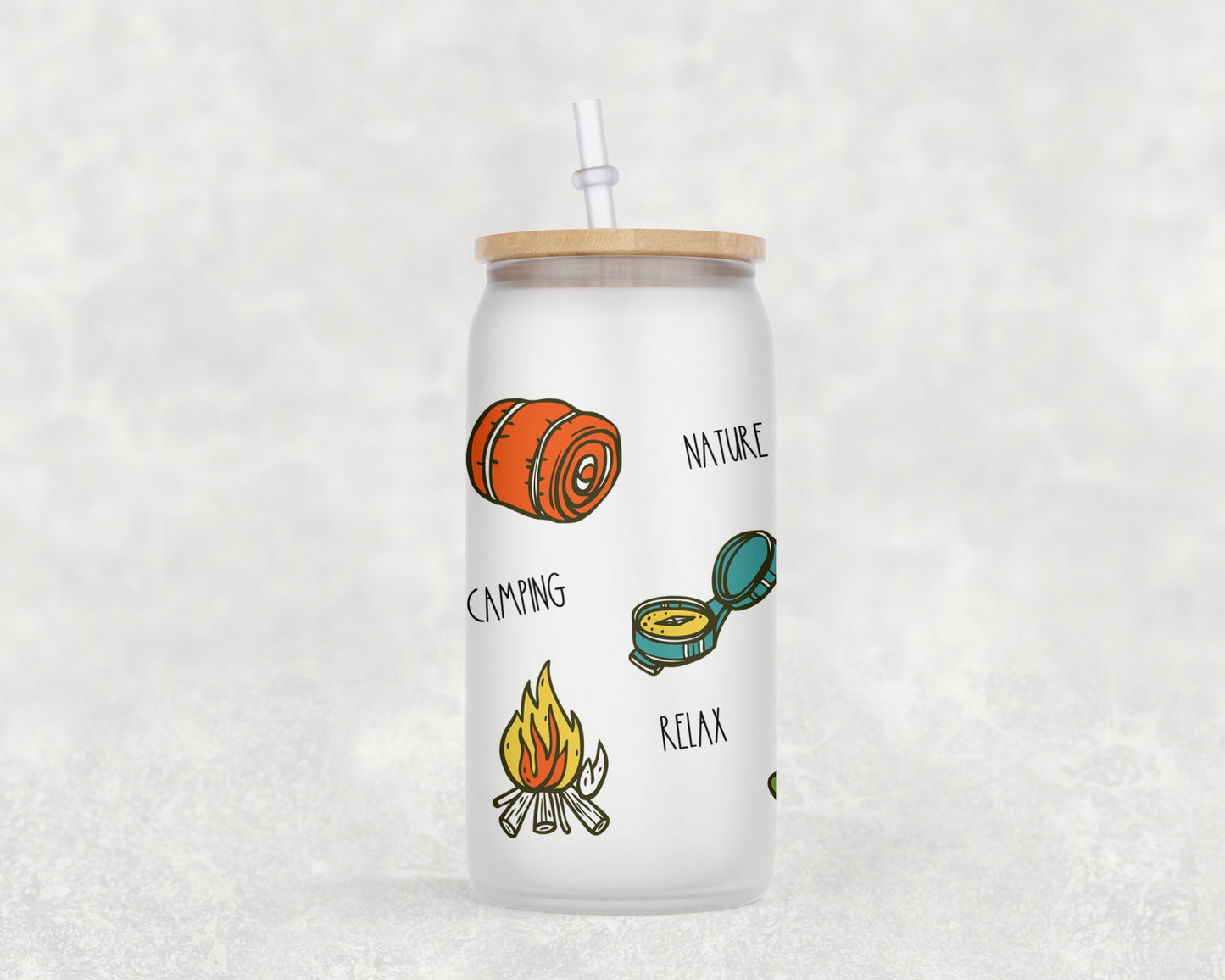 Camping 16 Oz Glass Can Coffee Mug