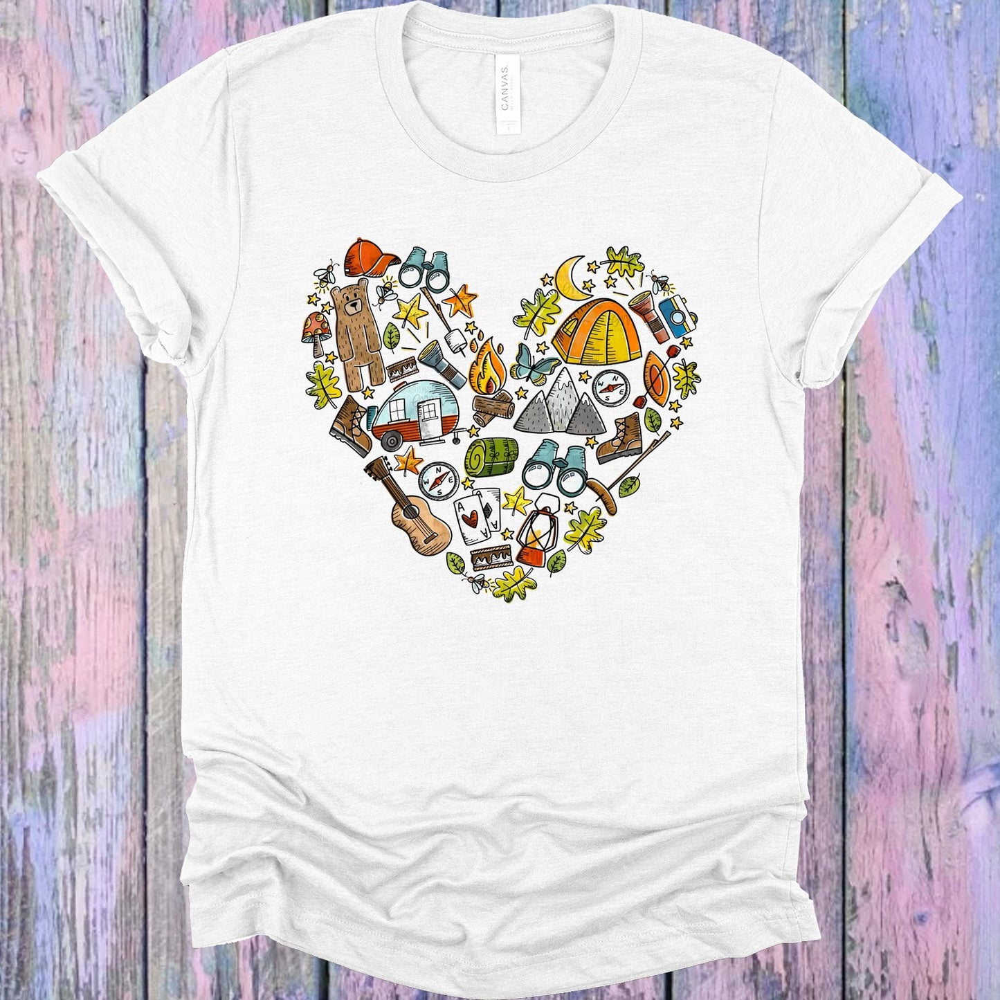 Camping Doodle Heart Graphic Tee Graphic Tee