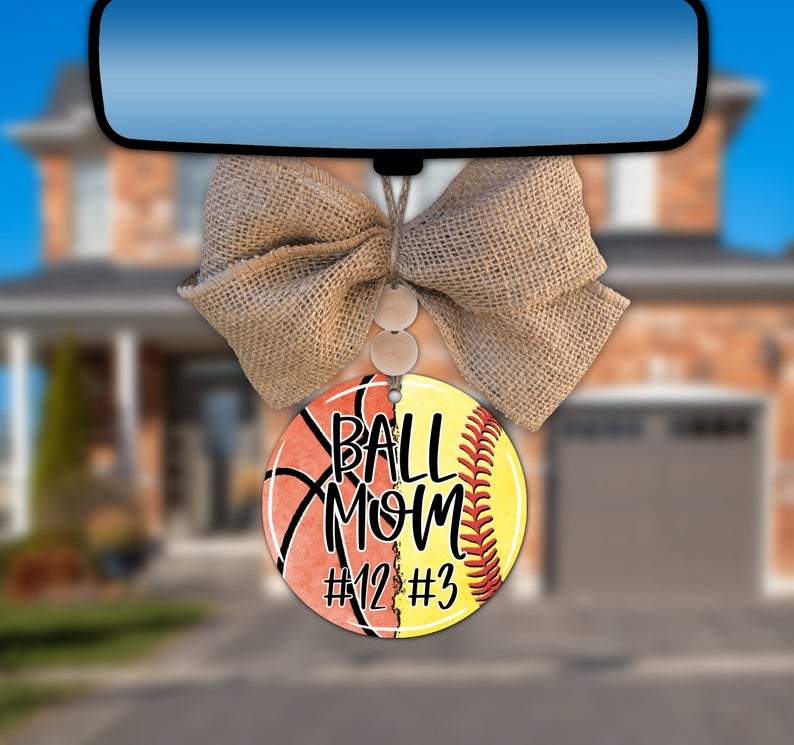 Personalized Basketball/softball Car Charm Ornament