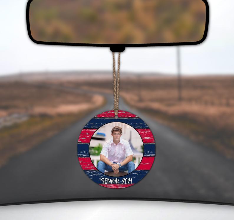 Navy/red Photo Car Charm Ornament