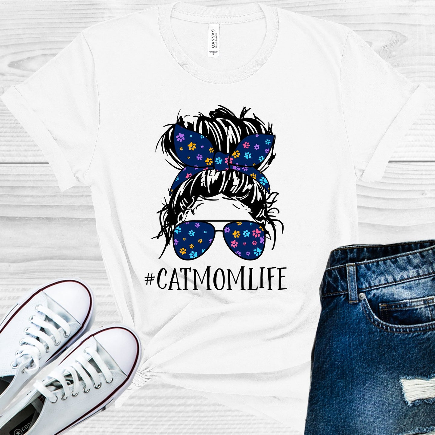 Cat Mom Life #catmomlife Graphic Tee Graphic Tee