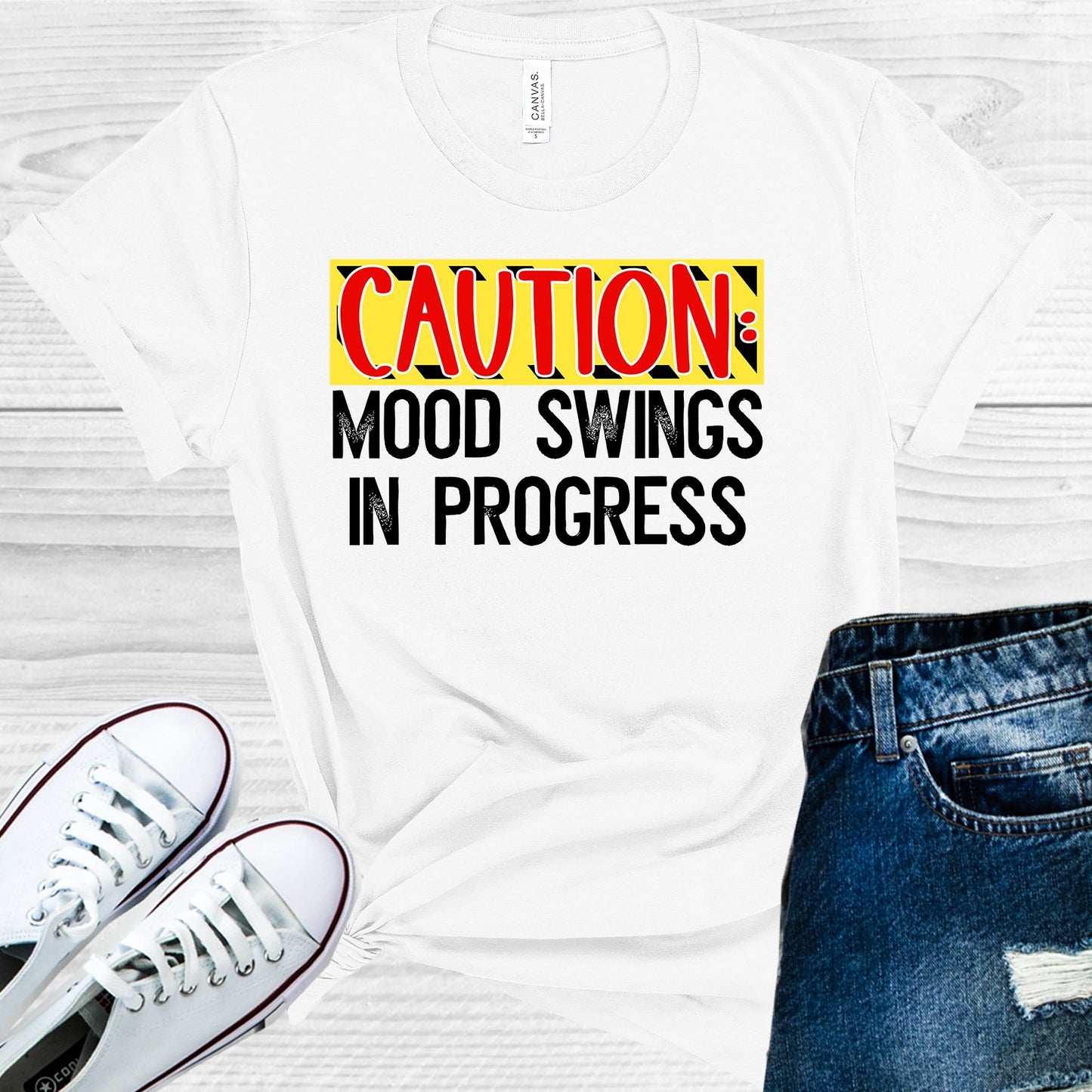 Caution Mood Swings In Progress Graphic Tee Graphic Tee