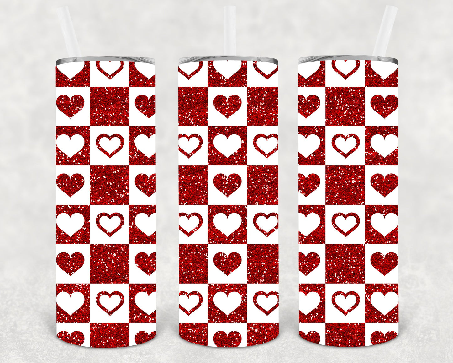 Checkerboard Hearts 20 Oz Skinny Tumbler