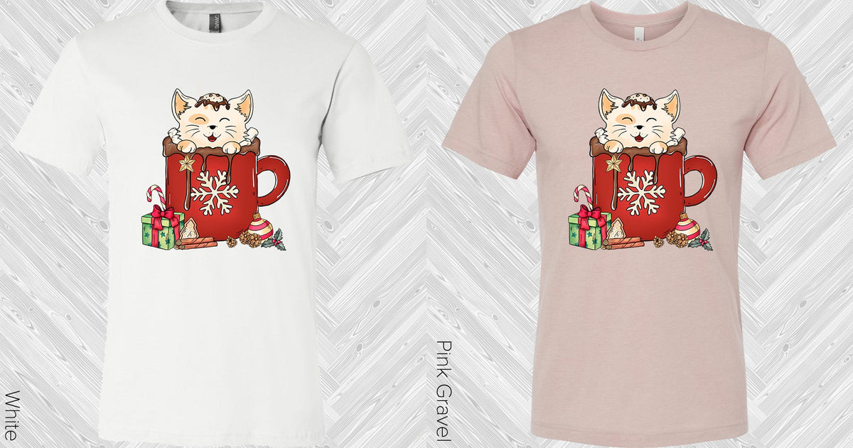Christmas Coffee Cat Graphic Tee Graphic Tee