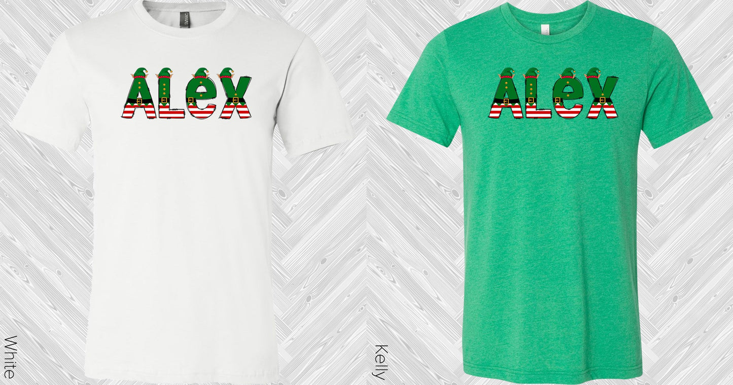 Christmas Elf Alphabet Graphic Tee Graphic Tee