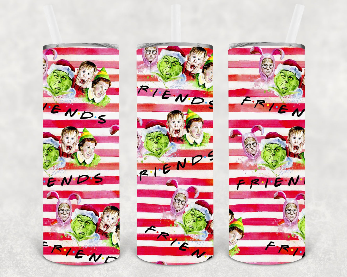 Christmas Friends 20 Oz Skinny Tumbler
