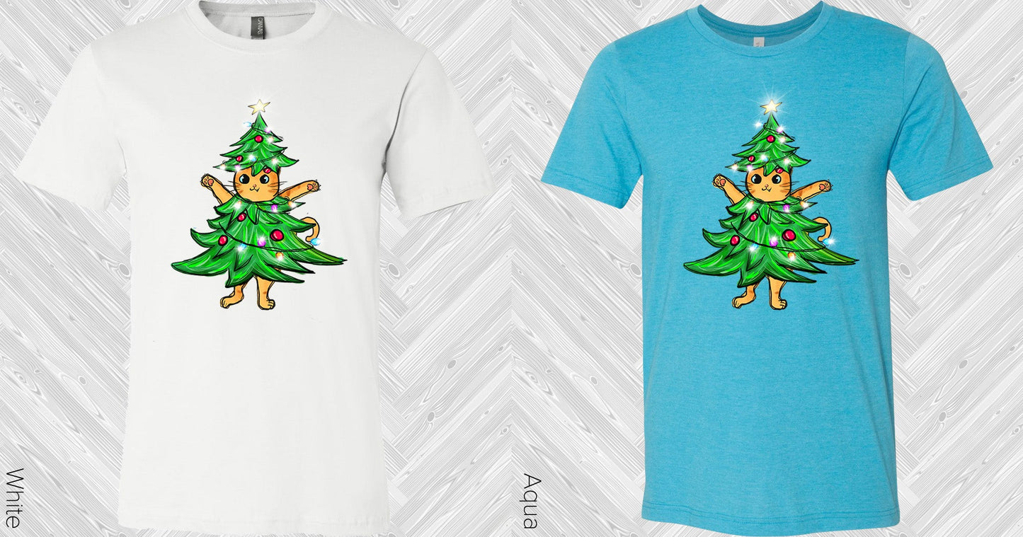 Christmas Tree Cat Graphic Tee Graphic Tee