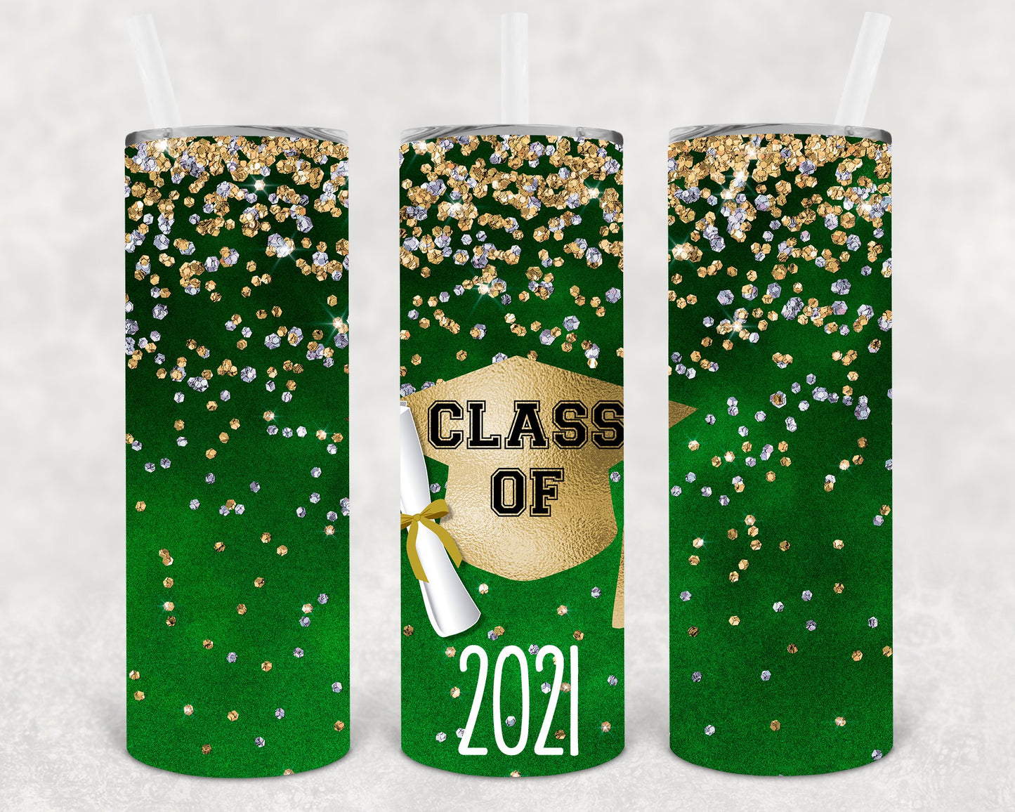 Class Of 2021 Green 20 Oz Skinny Tumbler