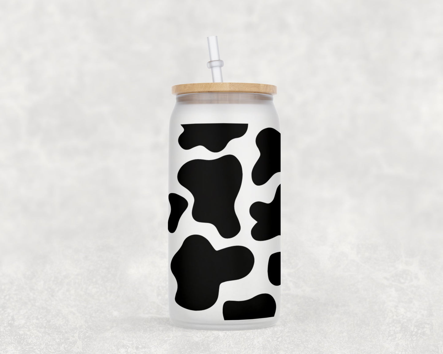 Cow 16 Oz Glass Can Coffee Mug