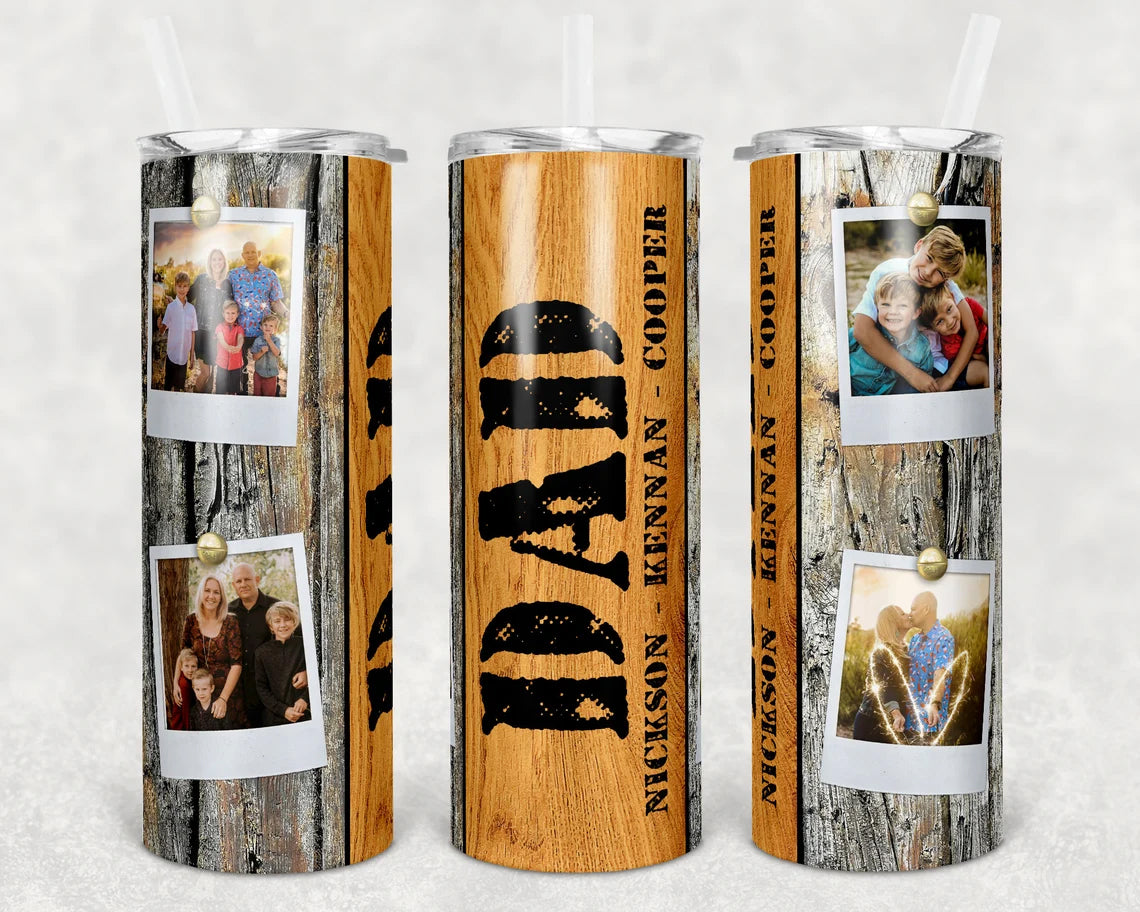 Fathers Day Frame Customized 20 Oz Skinny Tumbler