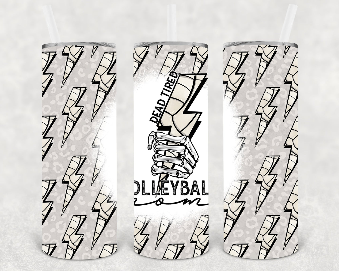 Dead Tired Volleyball Mom 20 Oz Skinny Tumbler