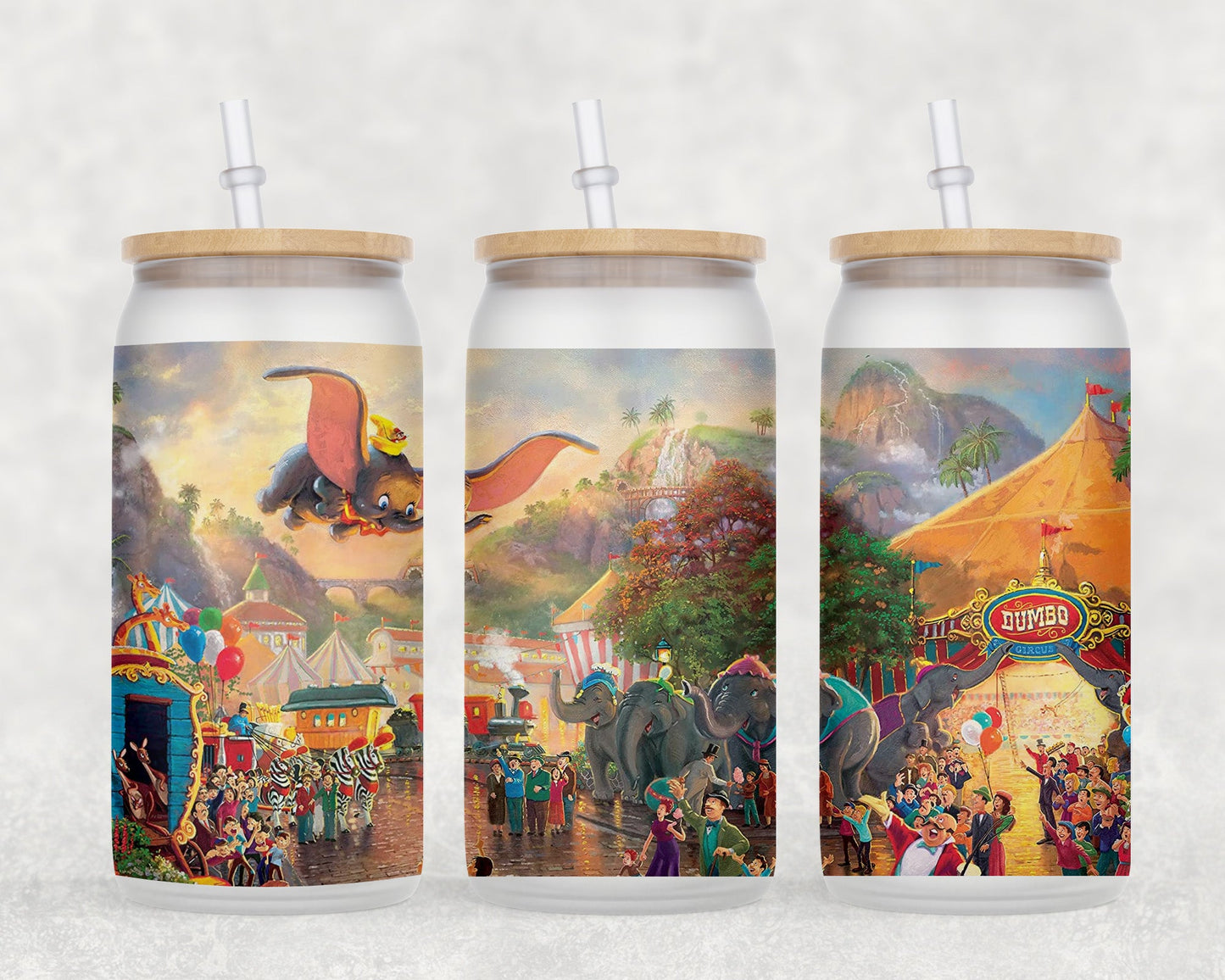 Dumbo 16 Oz Glass Can Coffee Mug