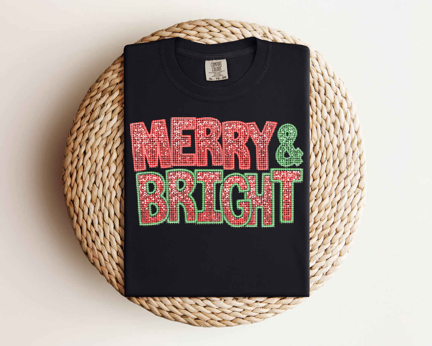 Merry & Bright Faux Glitter Graphic Tee