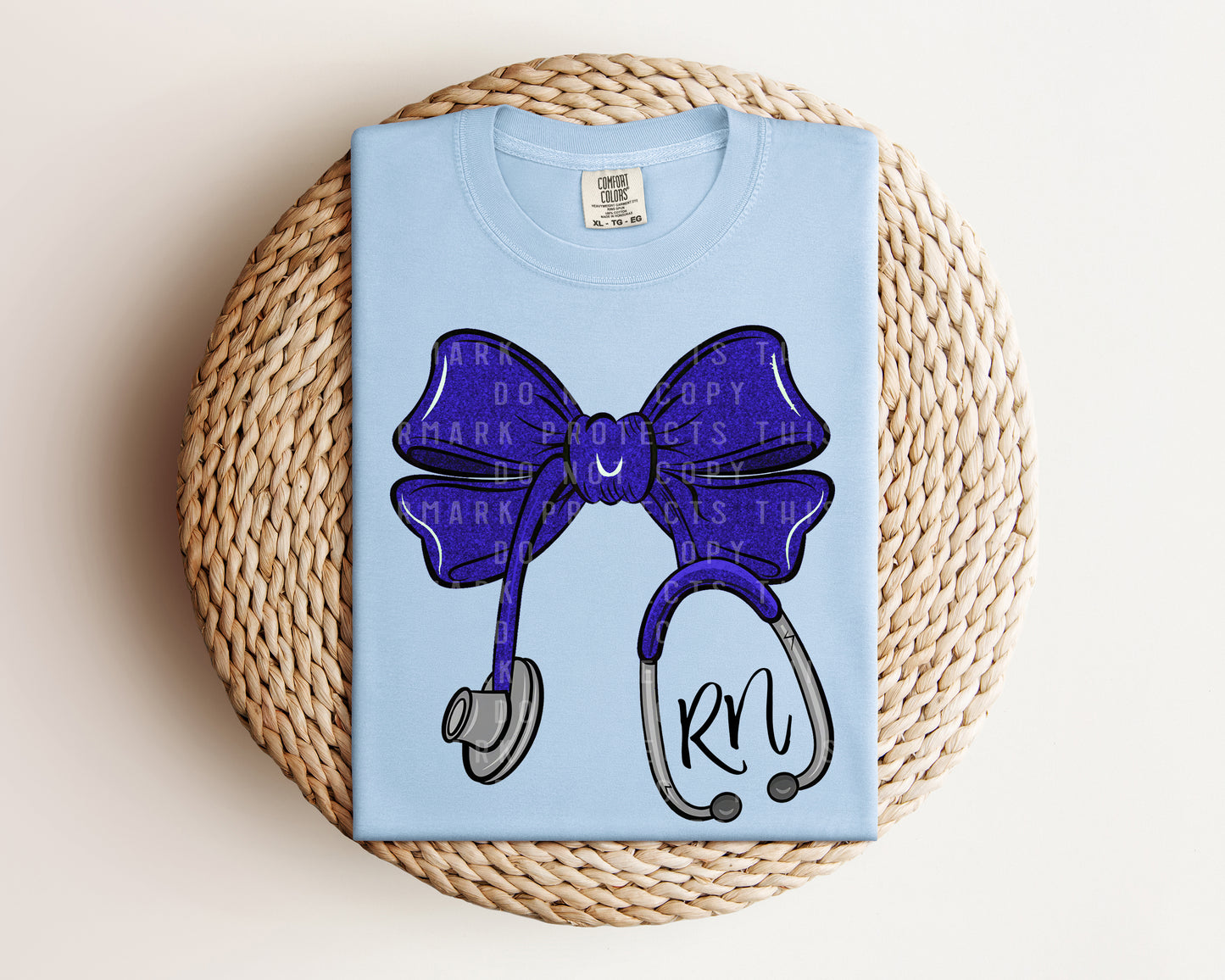 Royal Blue Stethoscope Bow Graphic Tee