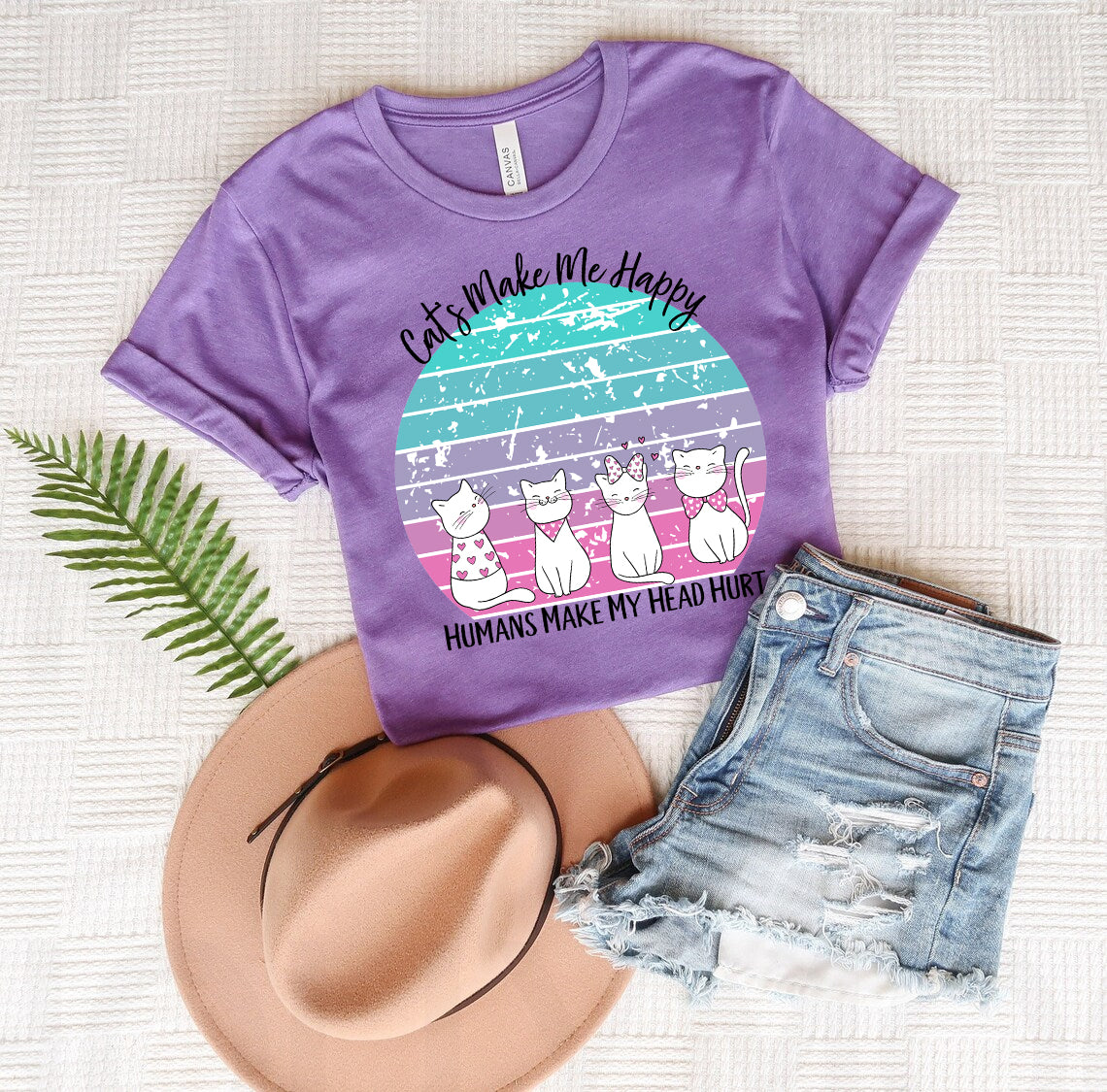 Cats Make Me Happy Humans Make My Head Hurt Graphic Tee