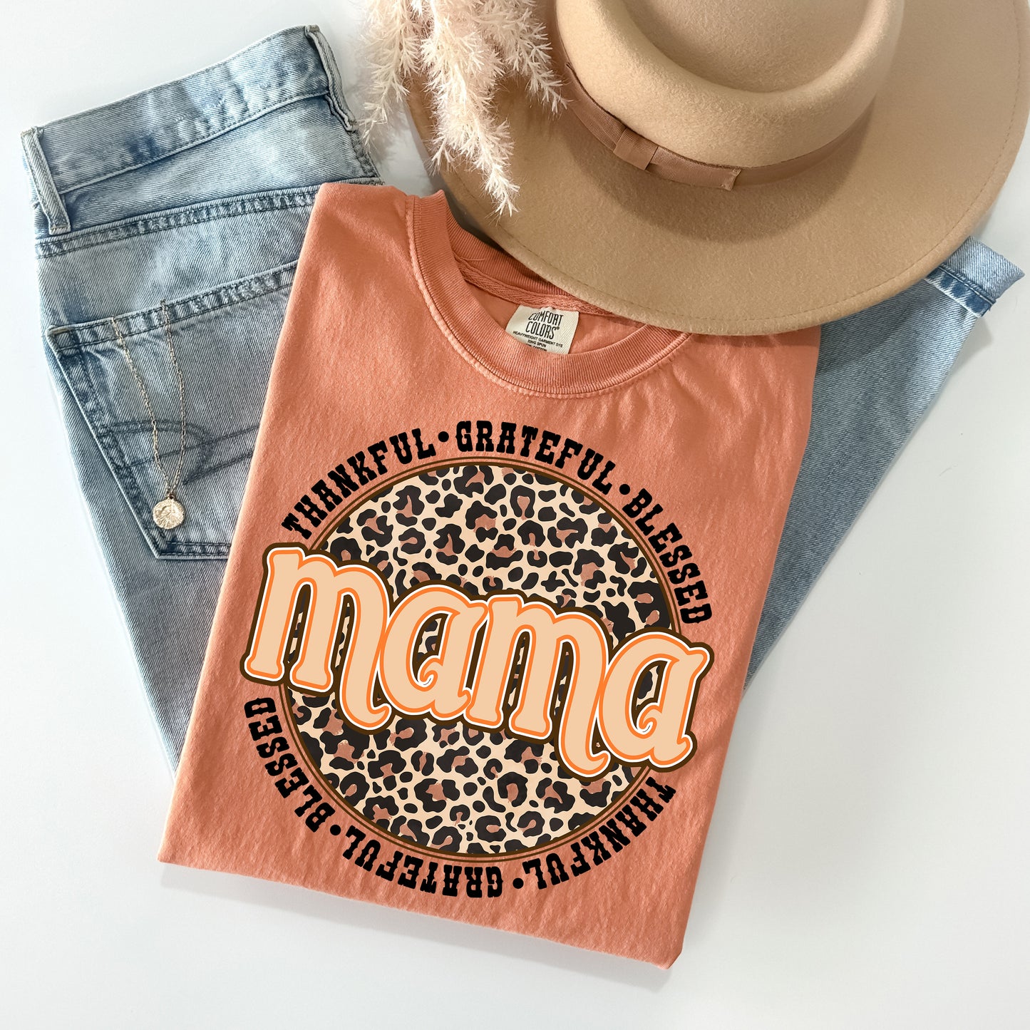 Thankful Grateful Blessed Mama Graphic Tee