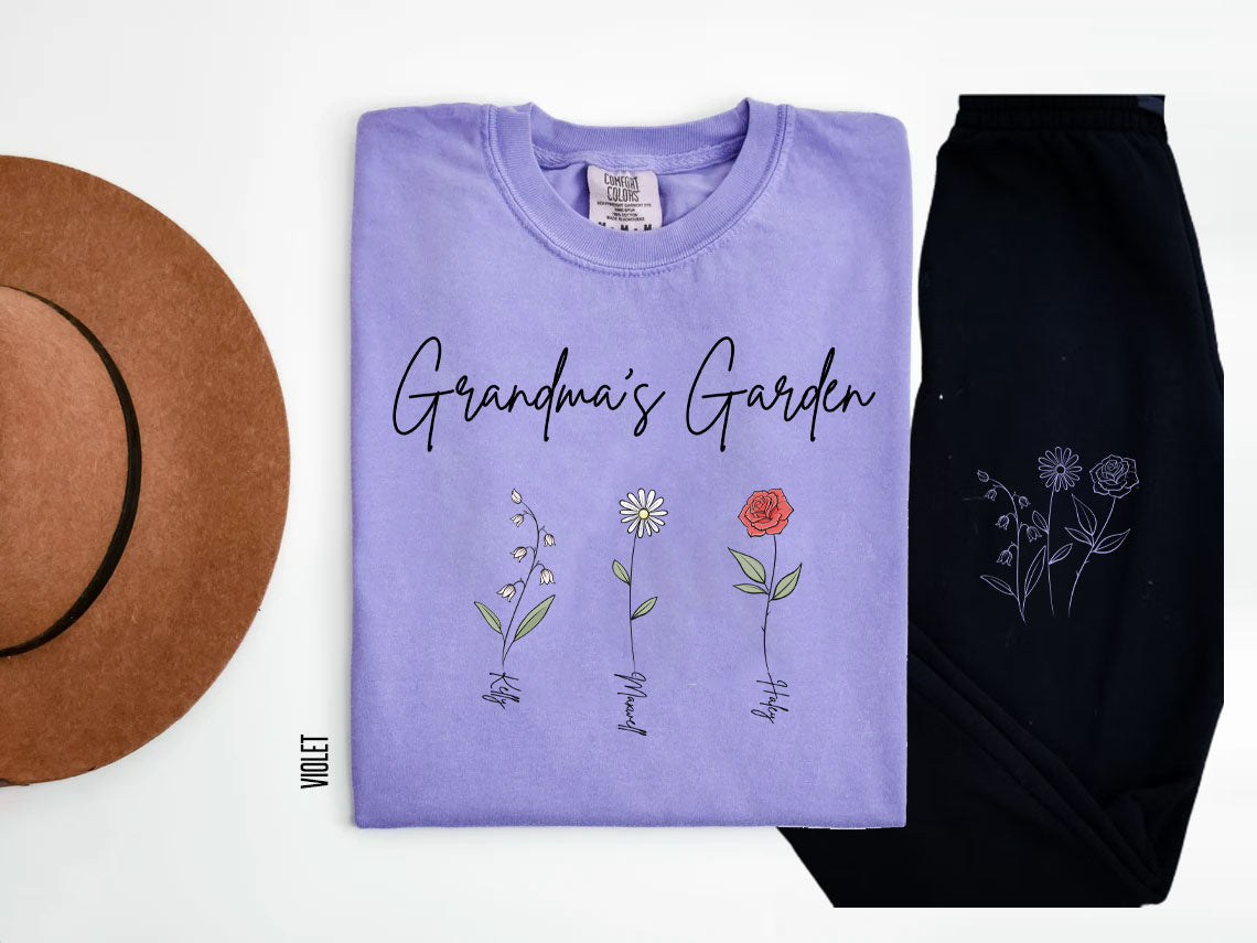 Customized Garden With Birth Month Flowers Graphic Tee Graphic Tee