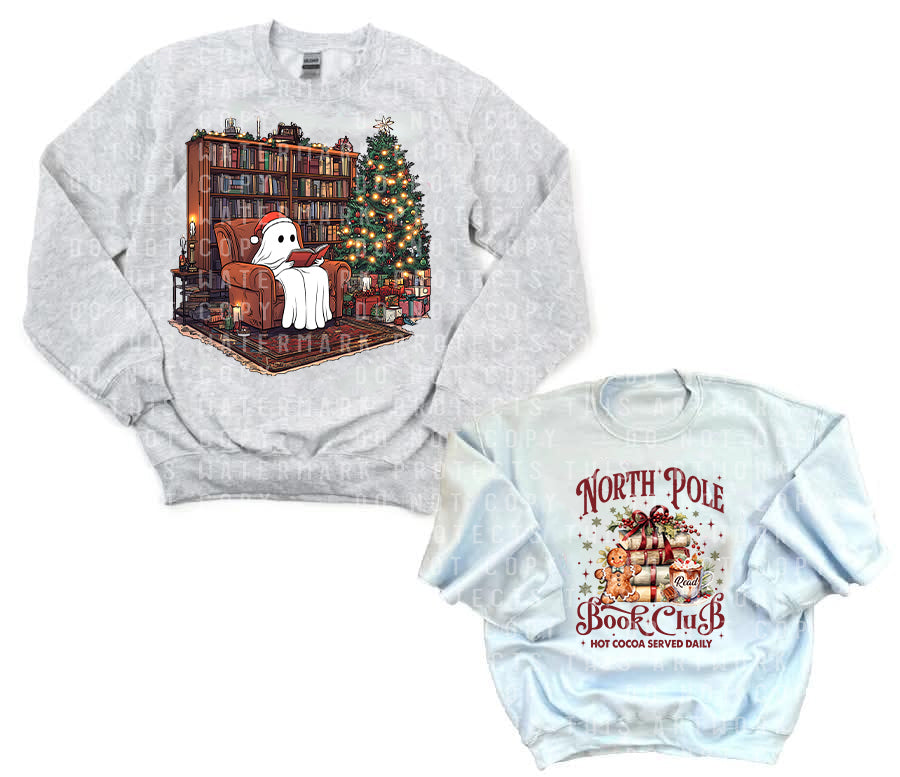 Reading Ghost / North Pole Book Club Double Printed Graphic Sweatshirt
