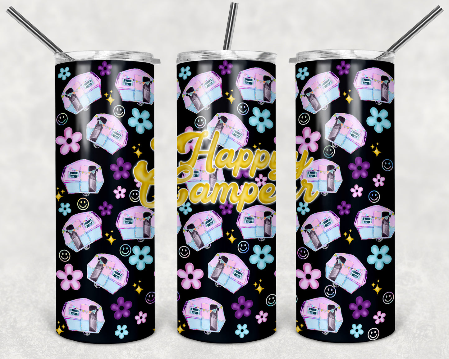 Happy Camper 20 oz Skinny Tumbler