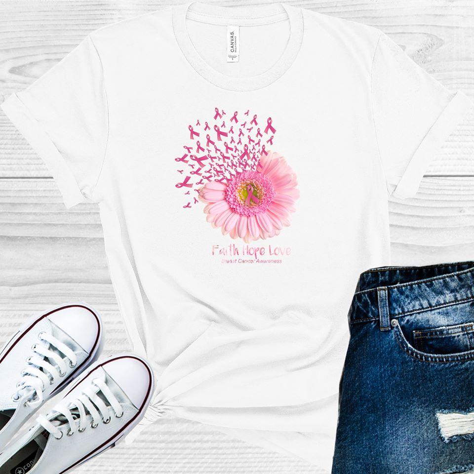 Faith Hope Love Pink Ribbon Graphic Tee Graphic Tee