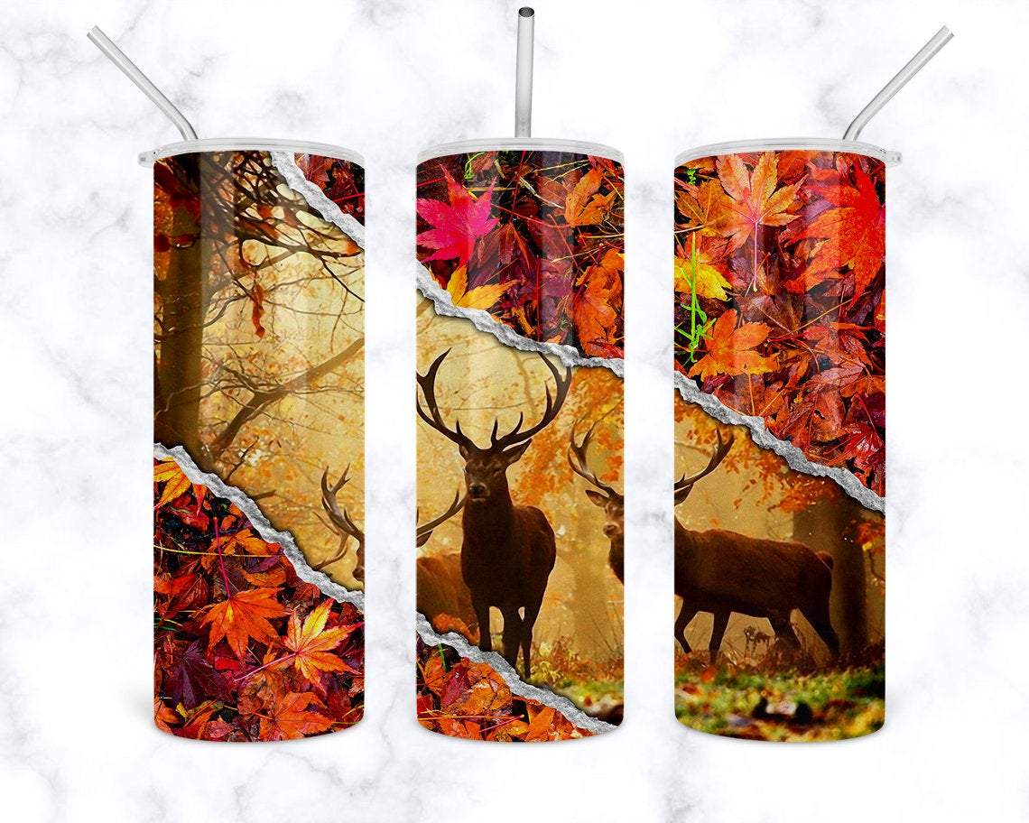 Fall Deer 20 Oz Skinny Tumbler
