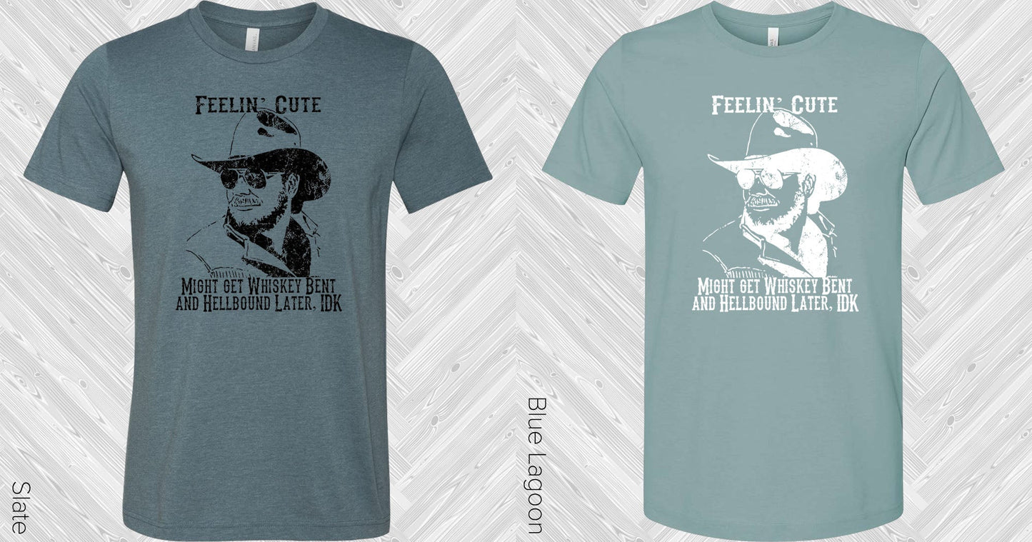 Feelin Cute Might Get Whiskey Bent And Hellbound Later Idk Graphic Tee Graphic Tee