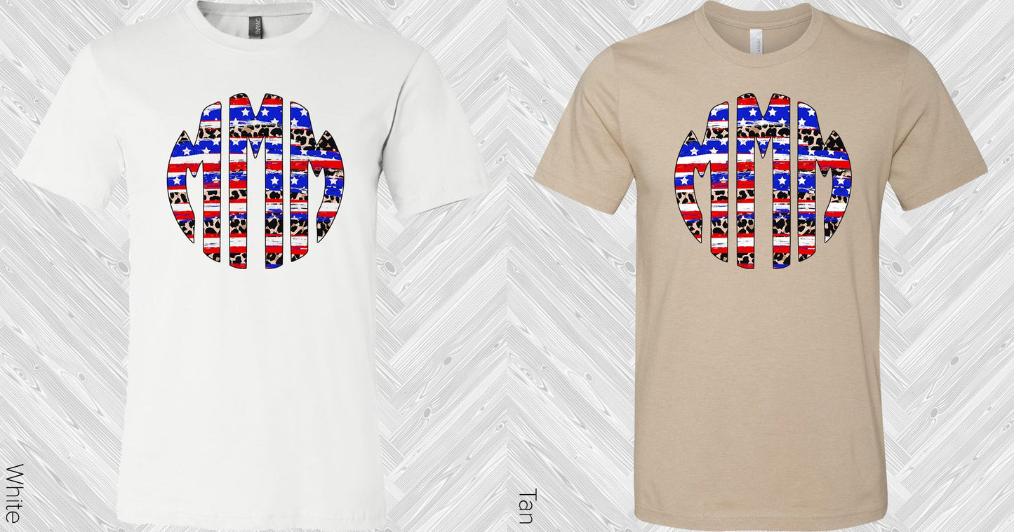 Flag And Leopard Monogram Graphic Tee Graphic Tee