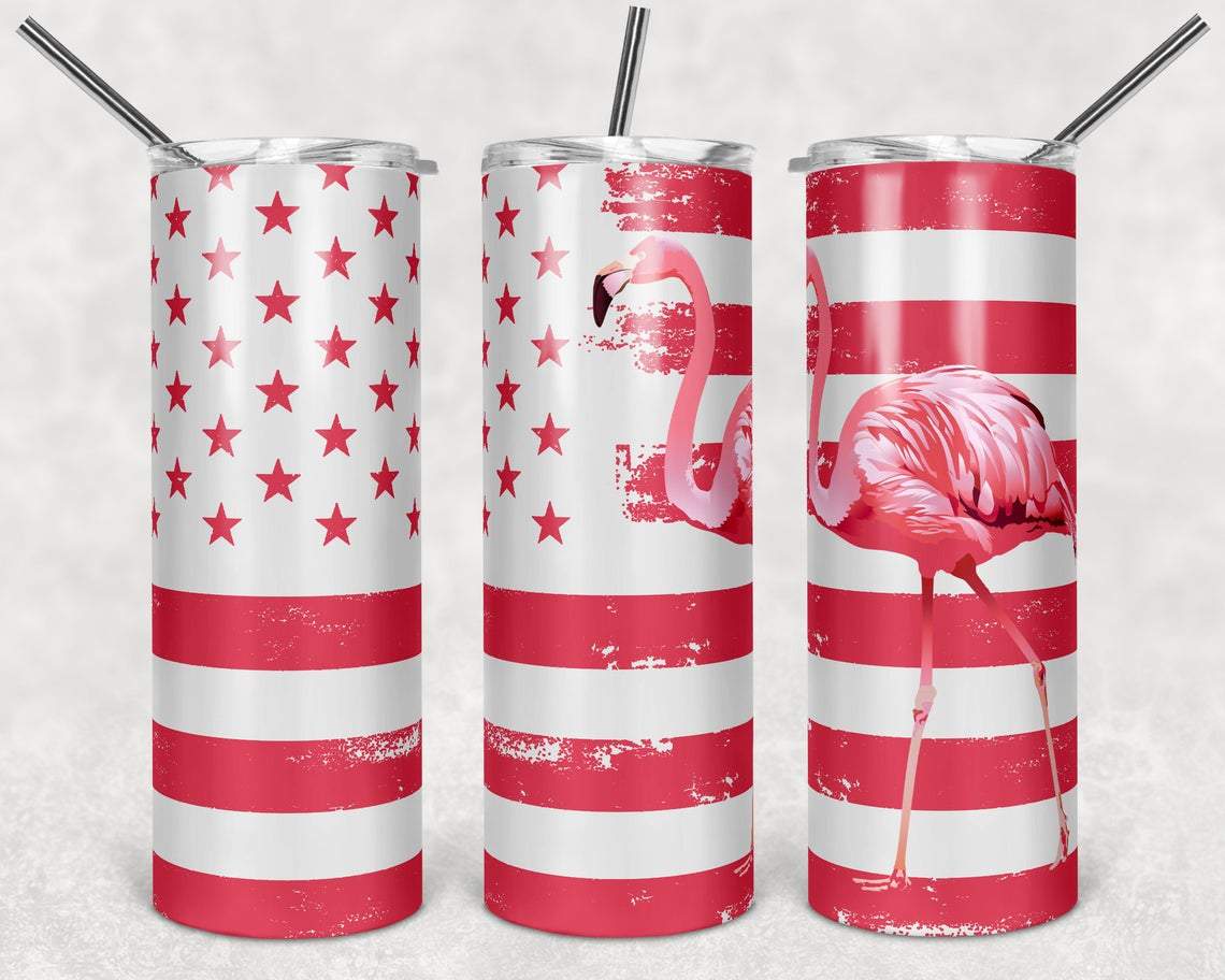 Flamingo Flag 20 Oz Skinny Tumbler