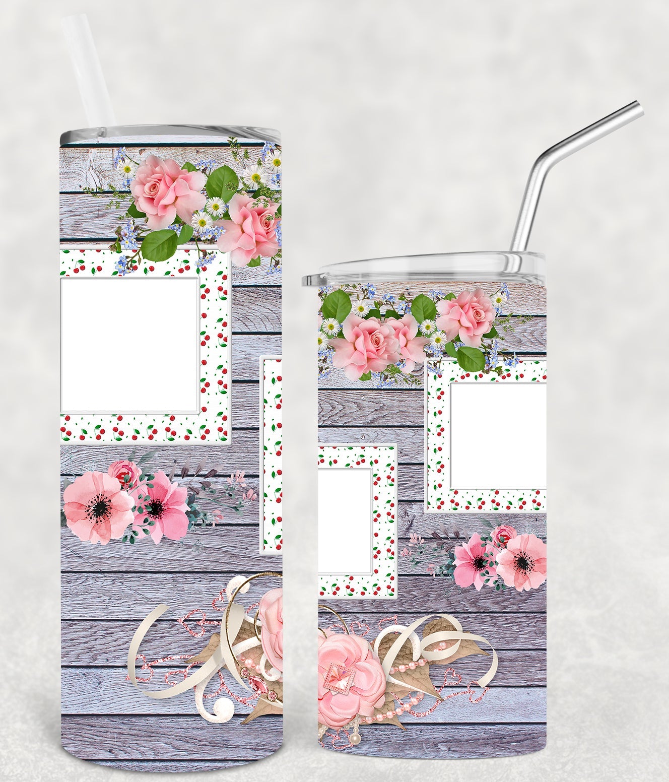 Floral Frame 20 Oz Skinny Tumbler