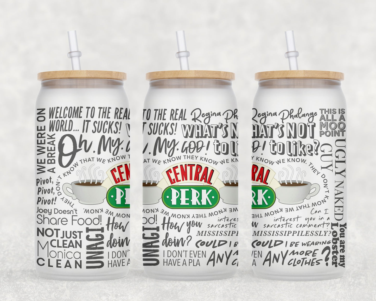 Friends Central Perk 16 Oz Glass Can Coffee Mug