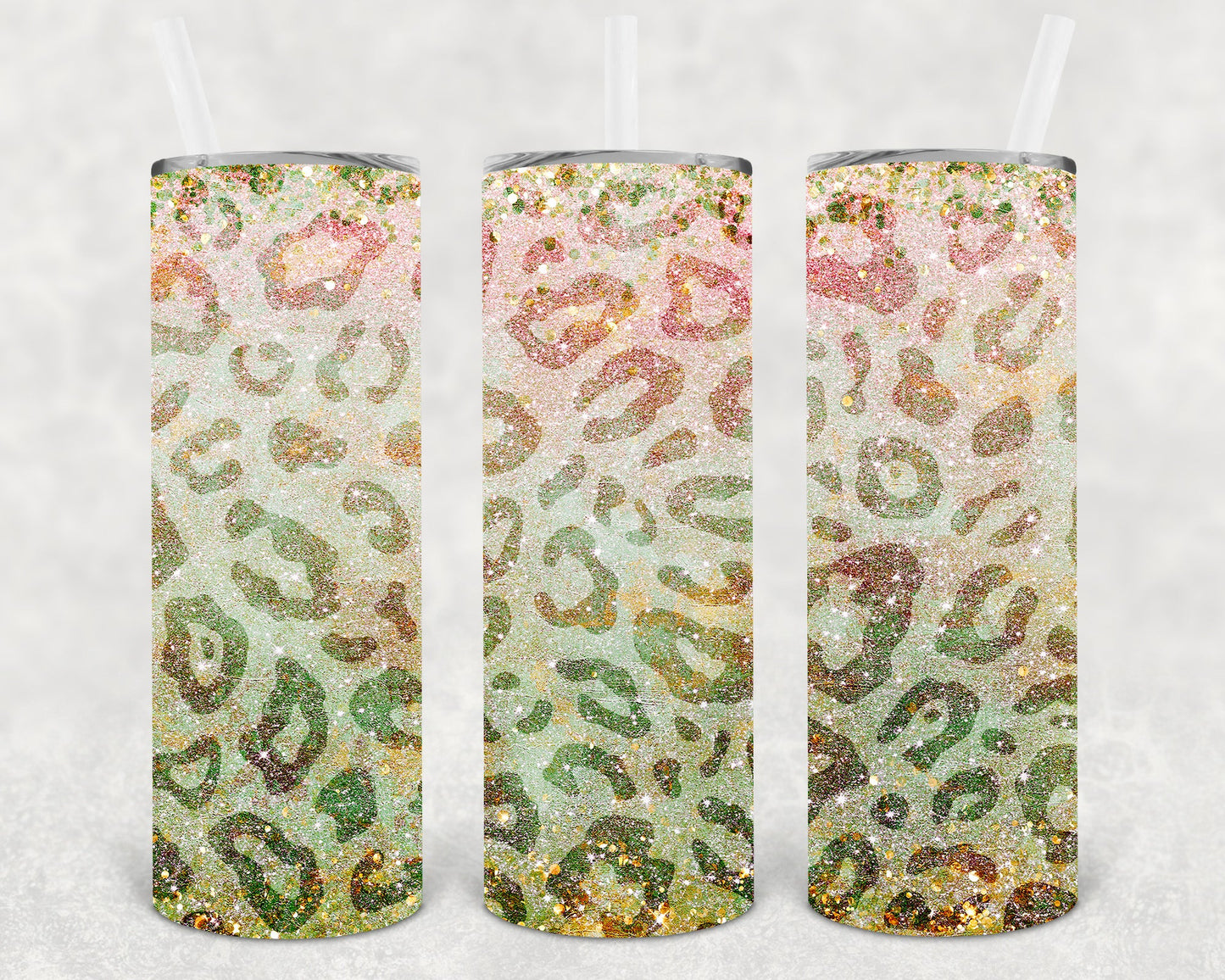 Glitter Leopard 20 Oz Skinny Tumbler