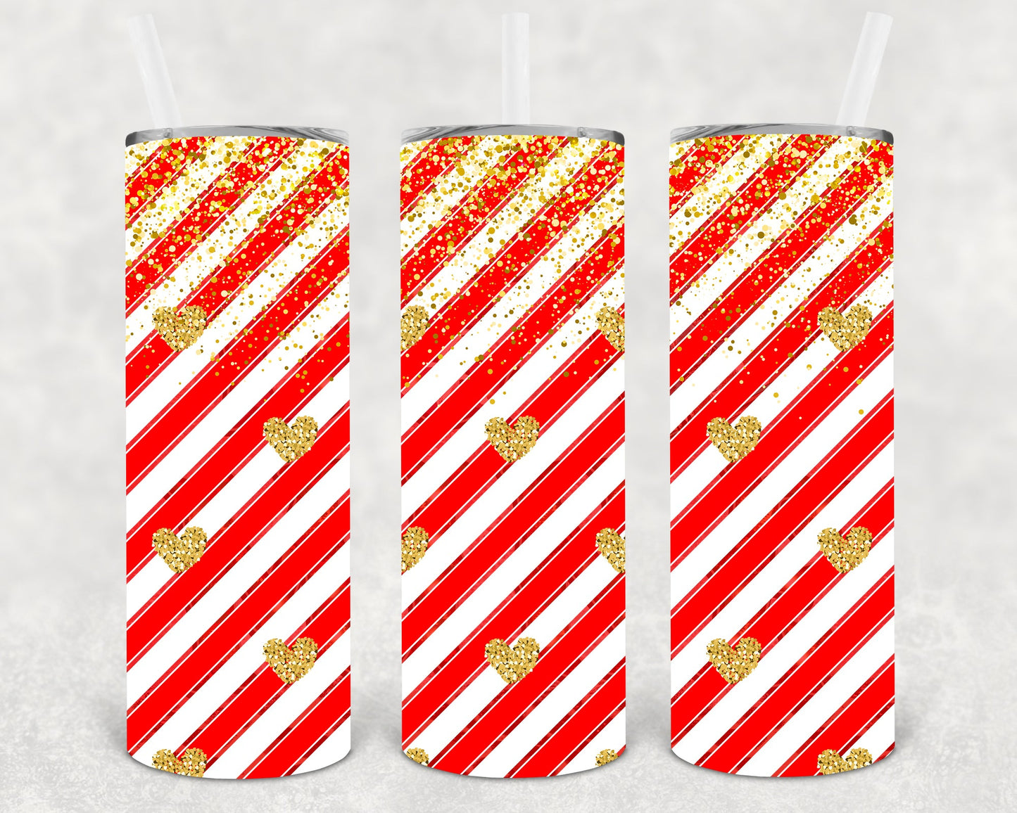 Gold Hearts 20 Oz Skinny Tumbler