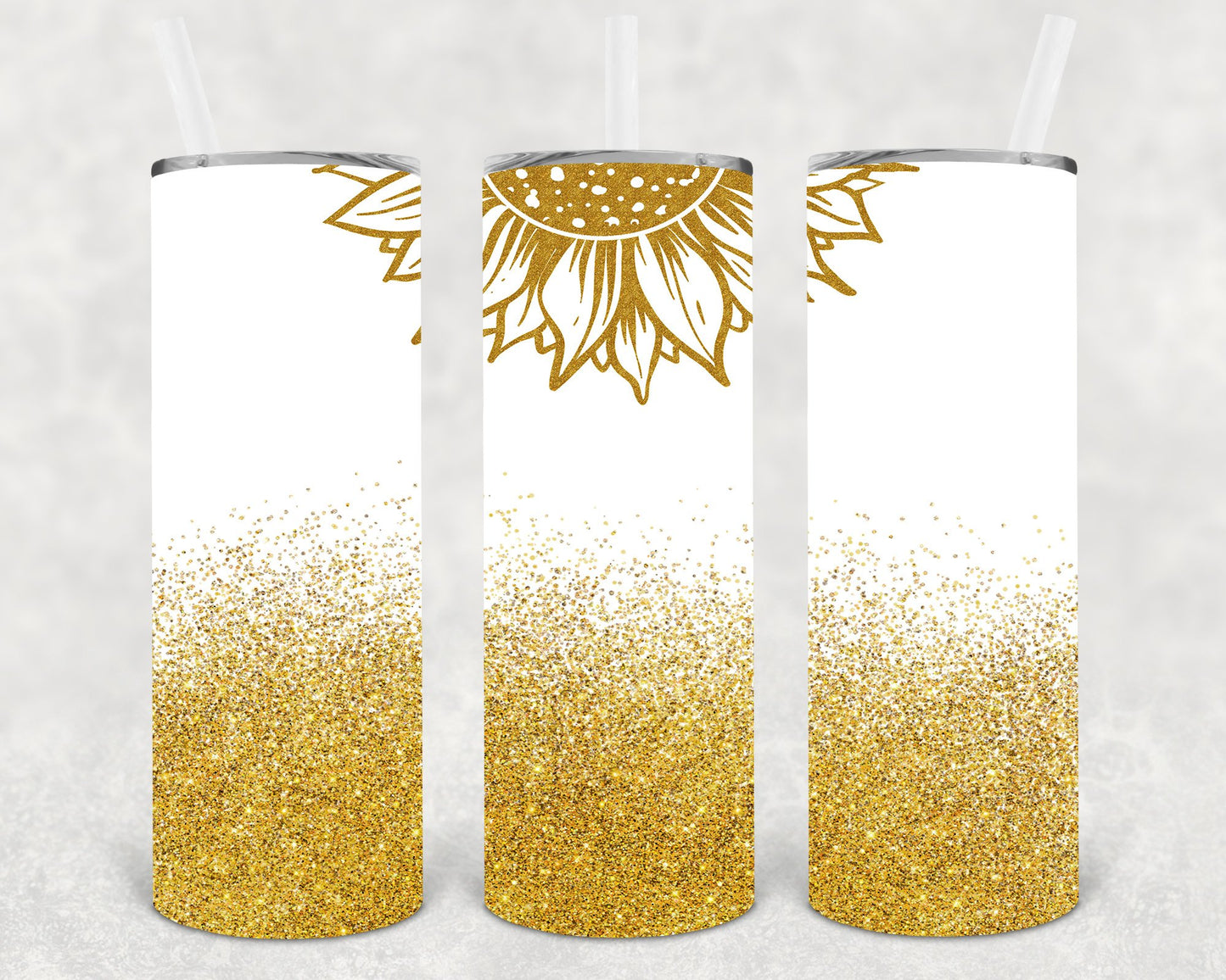 Gold Sunflower 20 Oz Skinny Tumbler