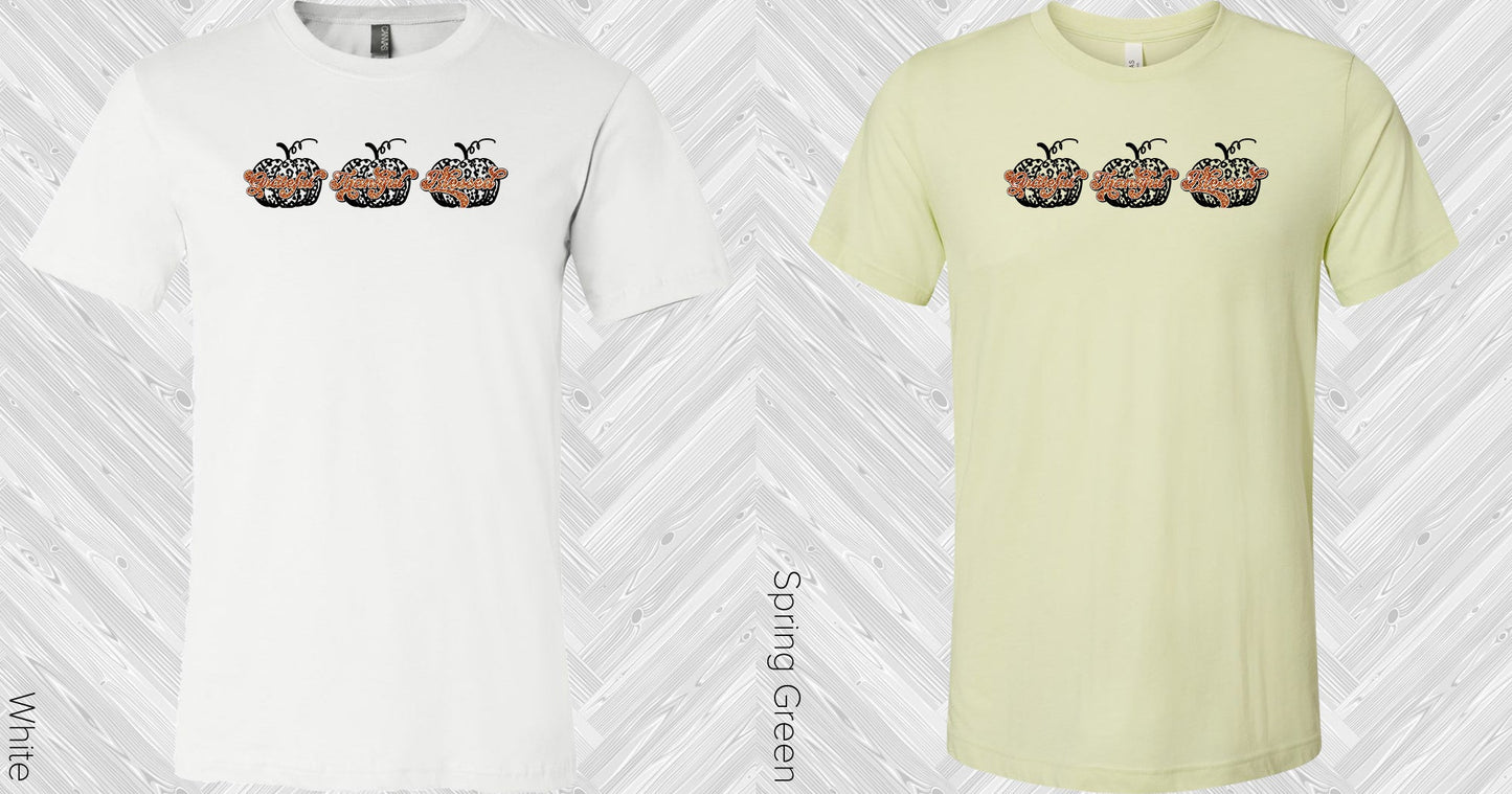 Grateful Thankful Blessed Pumpkins Graphic Tee Graphic Tee