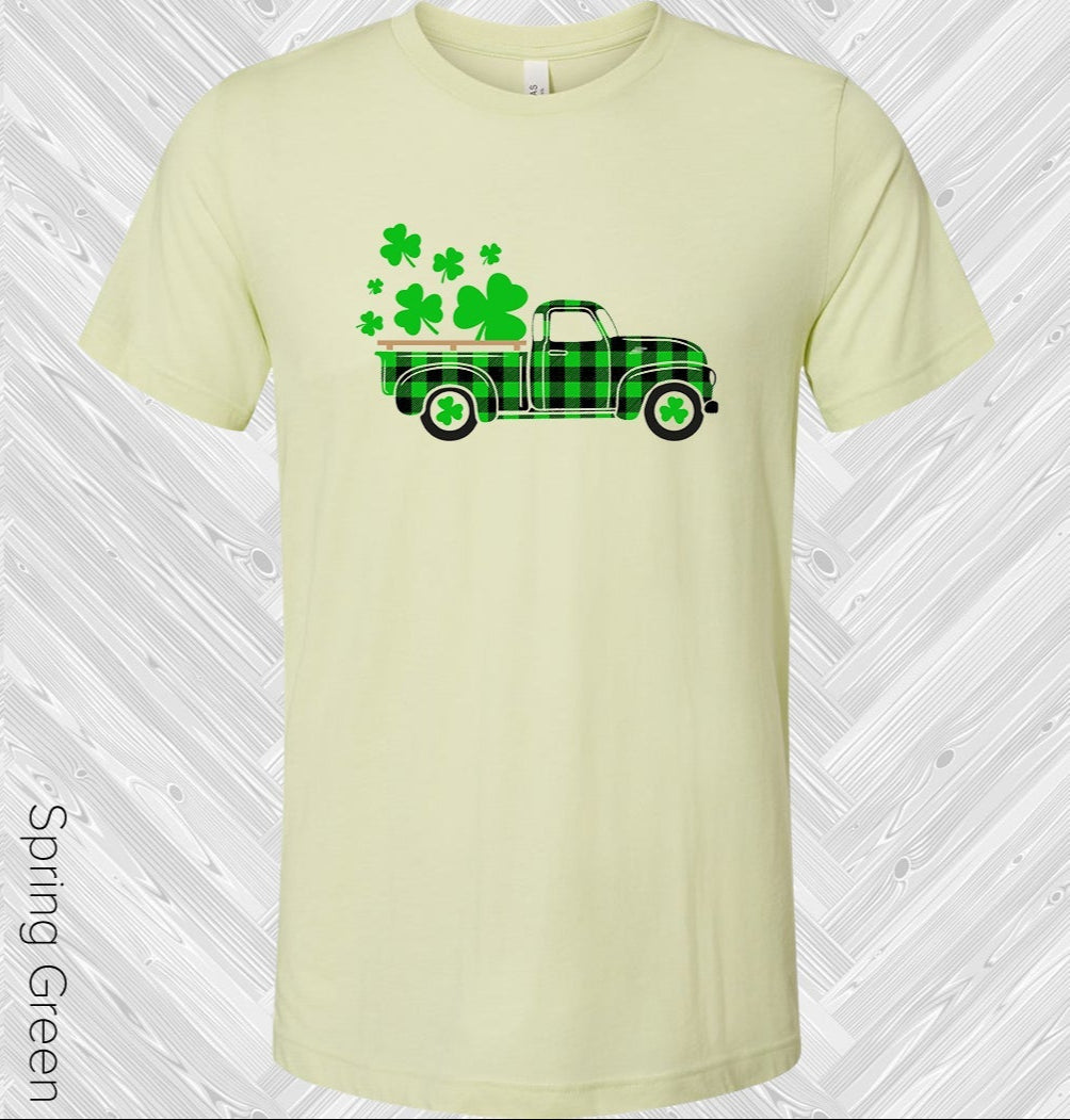 Green Buffalo Plaid Shamrock Truck St. Patricks Day Graphic Tee Graphic Tee