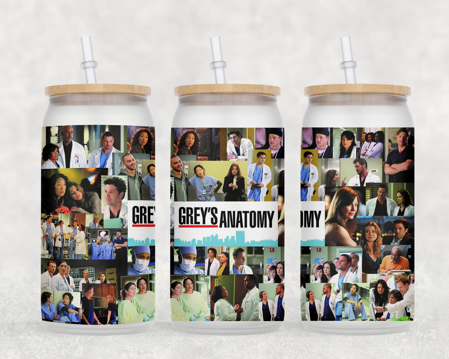 Greys Anatomy 16 Oz Glass Can Coffee Mug