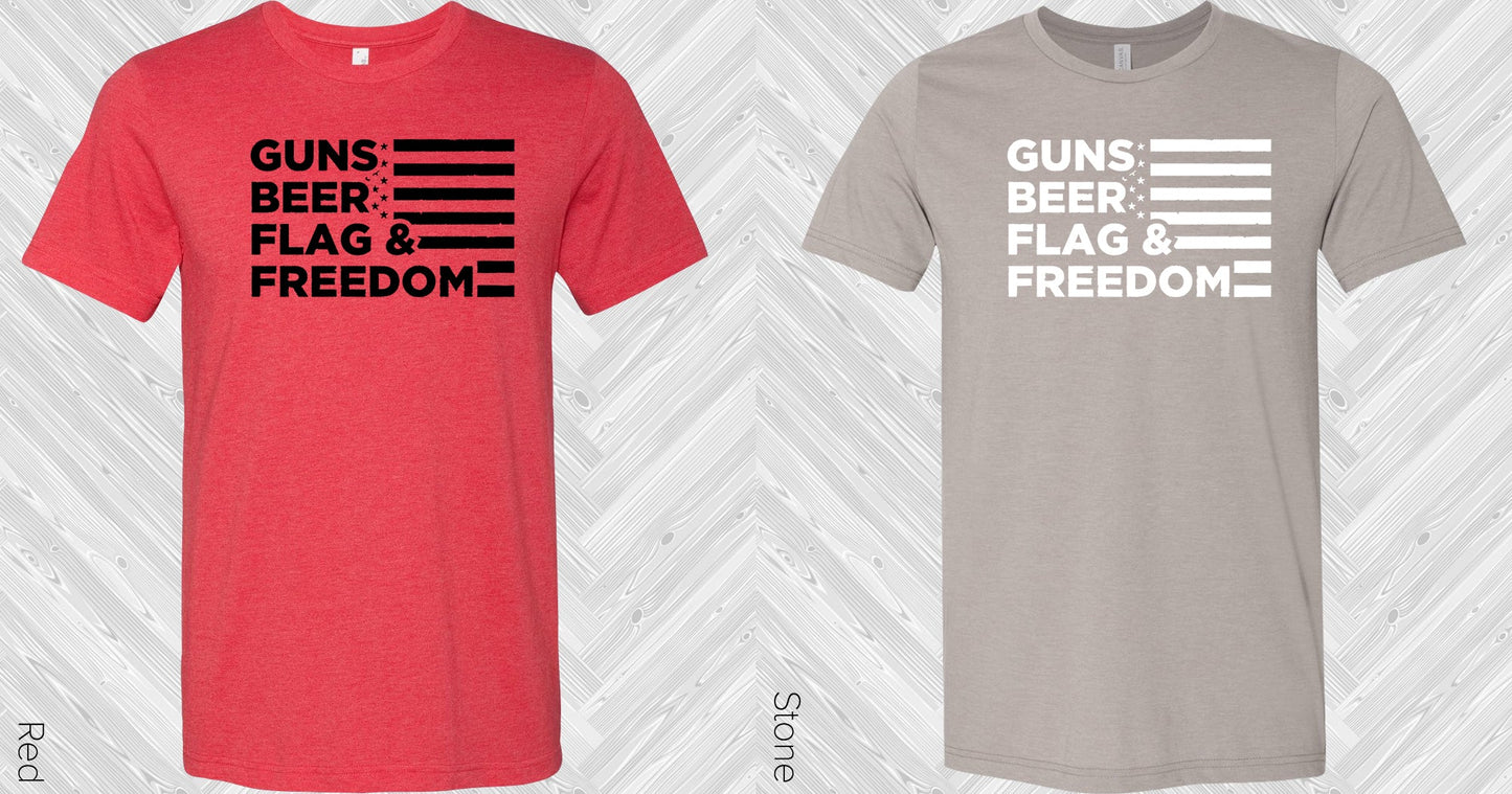 Guns Beer Flag & Freedom Graphic Tee Graphic Tee