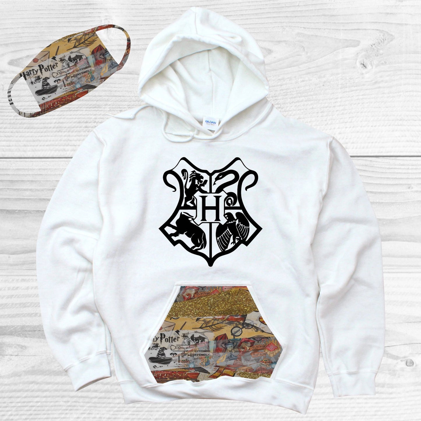 Harry Potter Pattern Pocket Hoodie Graphic Tee
