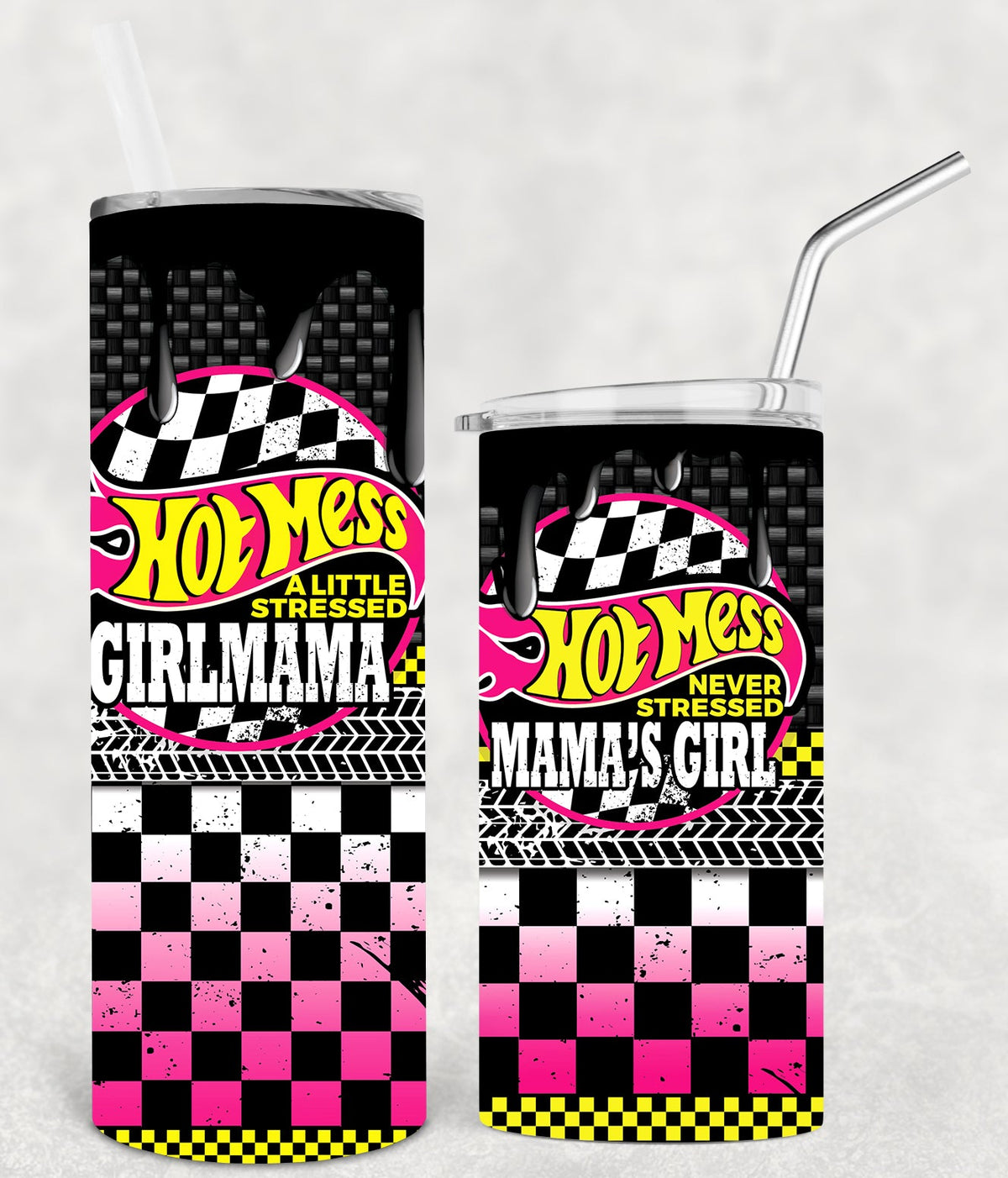 Hot Mess A Little Stressed Girl Mama 20 Oz Skinny Tumbler