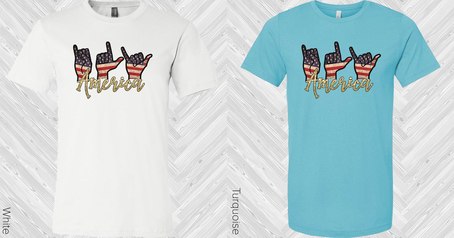 Ily I Love You America Sign Language Graphic Tee Graphic Tee