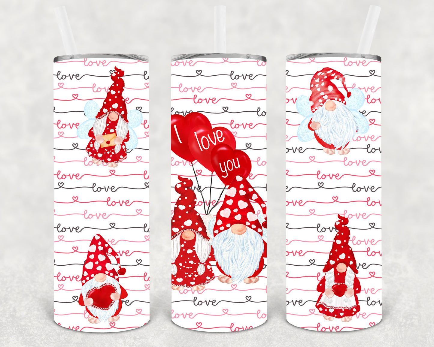 I Love You Gnomes 20 Oz Skinny Tumbler
